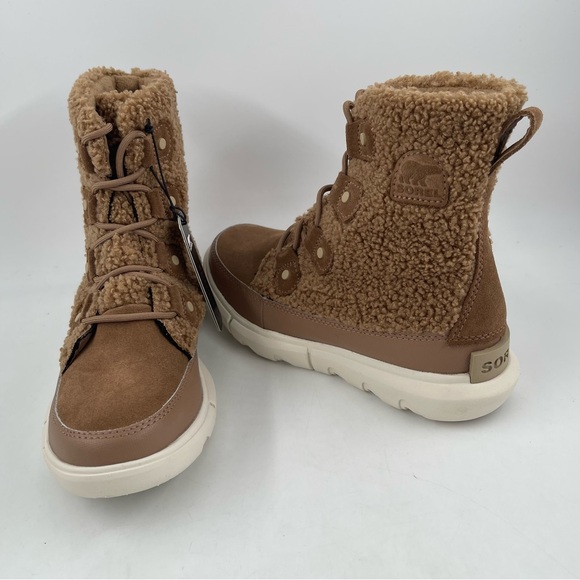 Sorel Explorer II Joan Cozy - Size 6 - Dk. Tan White Sherpa Boots - Ships Free! - Picture 9 of 12